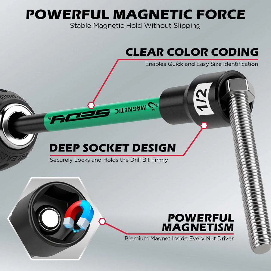 11-Piece Magnetic Nut Driver and Bit Set with Telescoping Pickup Tool