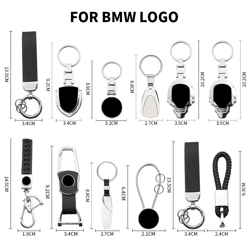 Metal and Leather Automotive Keychain – Multiple Designs