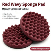 7-Inch Wavy Foam Car Polishing Pads - 2-Pack
