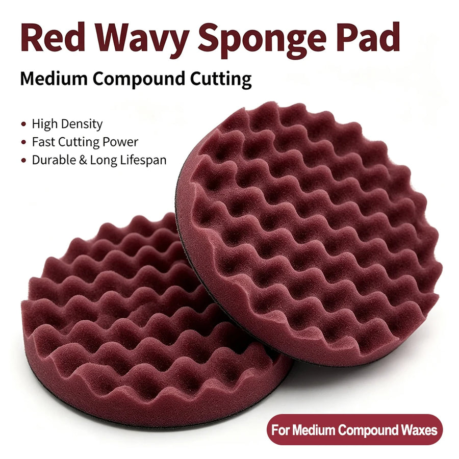 7-Inch Wavy Foam Car Polishing Pads - 2-Pack