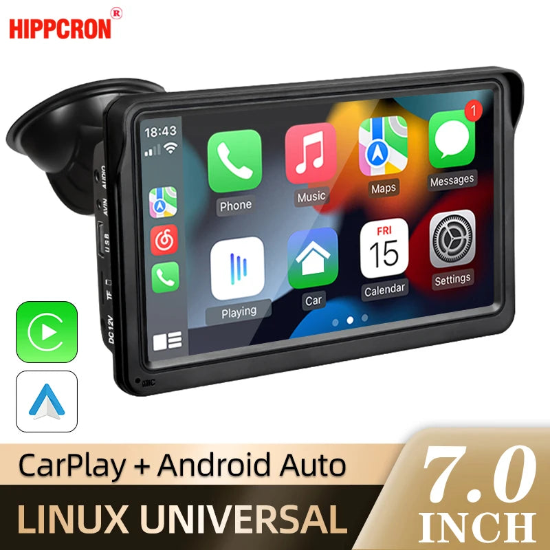 7-Inch Portable Wireless CarPlay and Android Auto Display