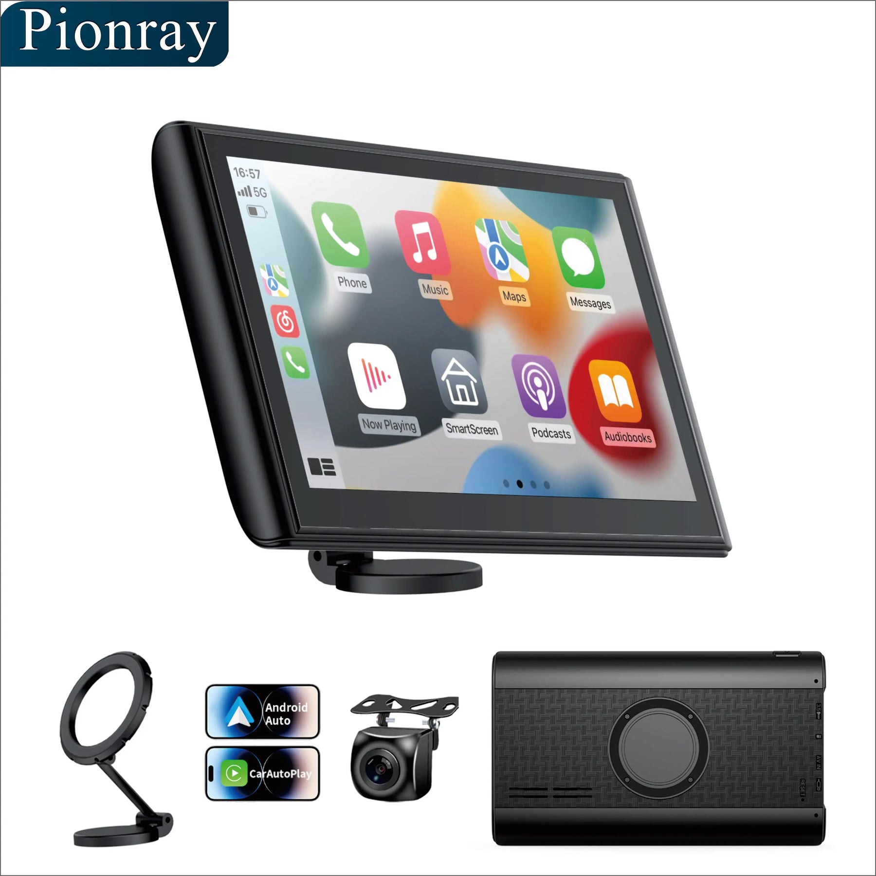7-Inch Portable Wireless CarPlay and Android Auto Display with Magnetic Mount