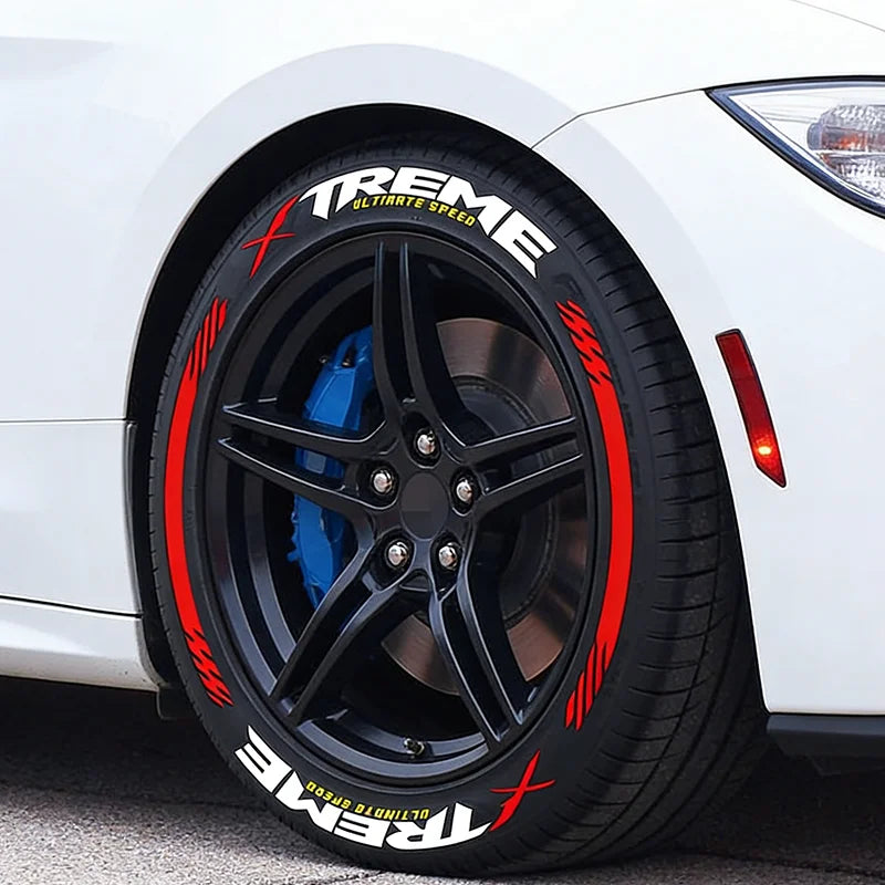 For 4 Tires Xtreme 3D Tire Letter Stickers Waterproof Pvc Racing Wheel Decals No Glue Included