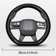 38 cm Carbon Fiber-Pattern Leather Steering Wheel Cover for Ford Mustang