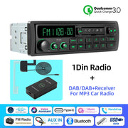Retro 1-DIN Bluetooth Car Stereo with FM, AM, RDS, DAB and USB