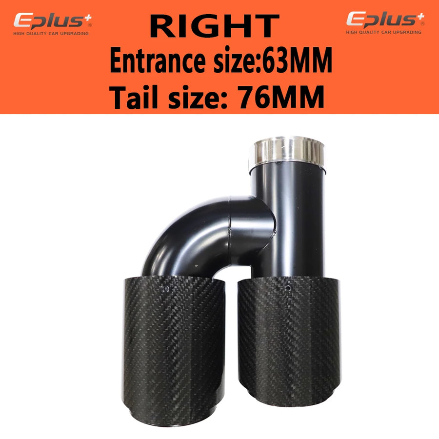 Universal H-Shaped Dual-Outlet Carbon-Fiber & Stainless Steel Exhaust Tip