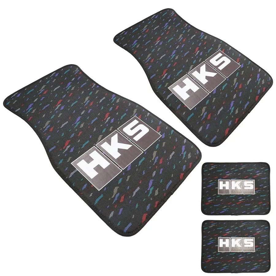 HKS Le Mans Confetti 4-Piece JDM Car Floor Mat Set