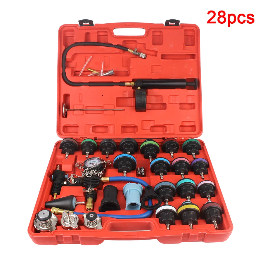 Radiator Pressure Tester and Cooling System Vacuum Refill Kit, 14/28-Piece Options