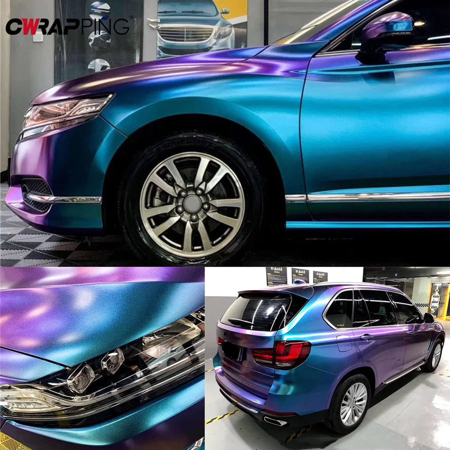 Purple-to-Blue Sparkle Chameleon Vinyl Wrap Film