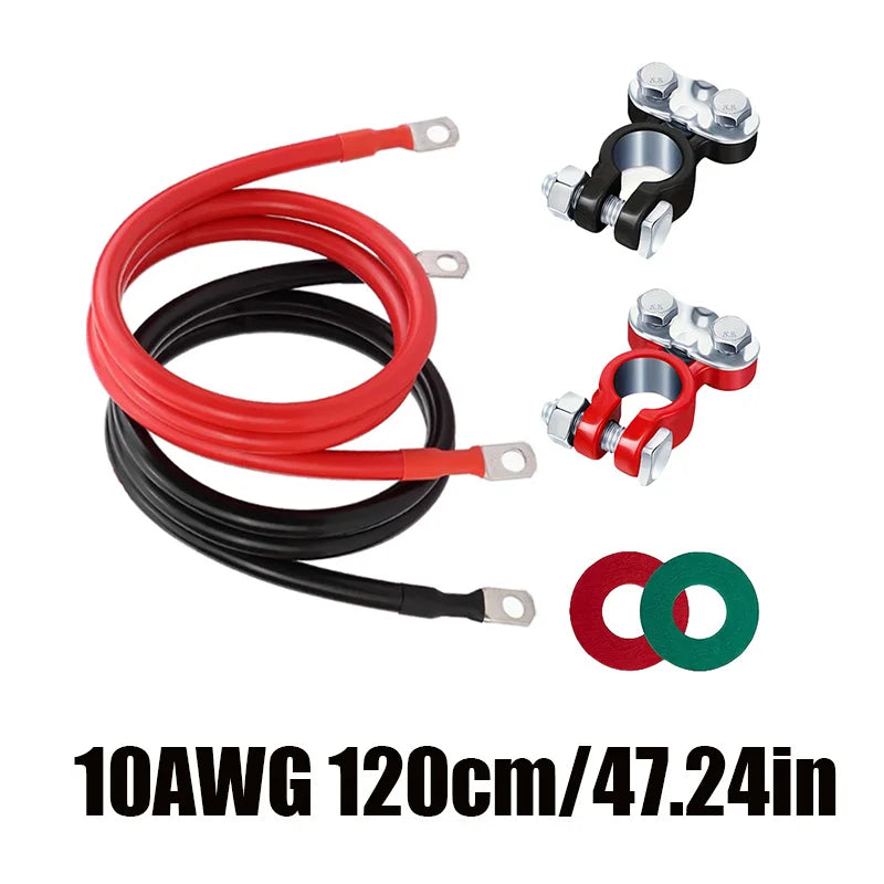 10 AWG Battery Terminal Connector Wire Set - 40cm, 70cm or 120cm