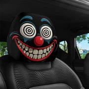 2-Piece Scary Clown Face Car Headrest Covers – Stain-Resistant Interior Decor