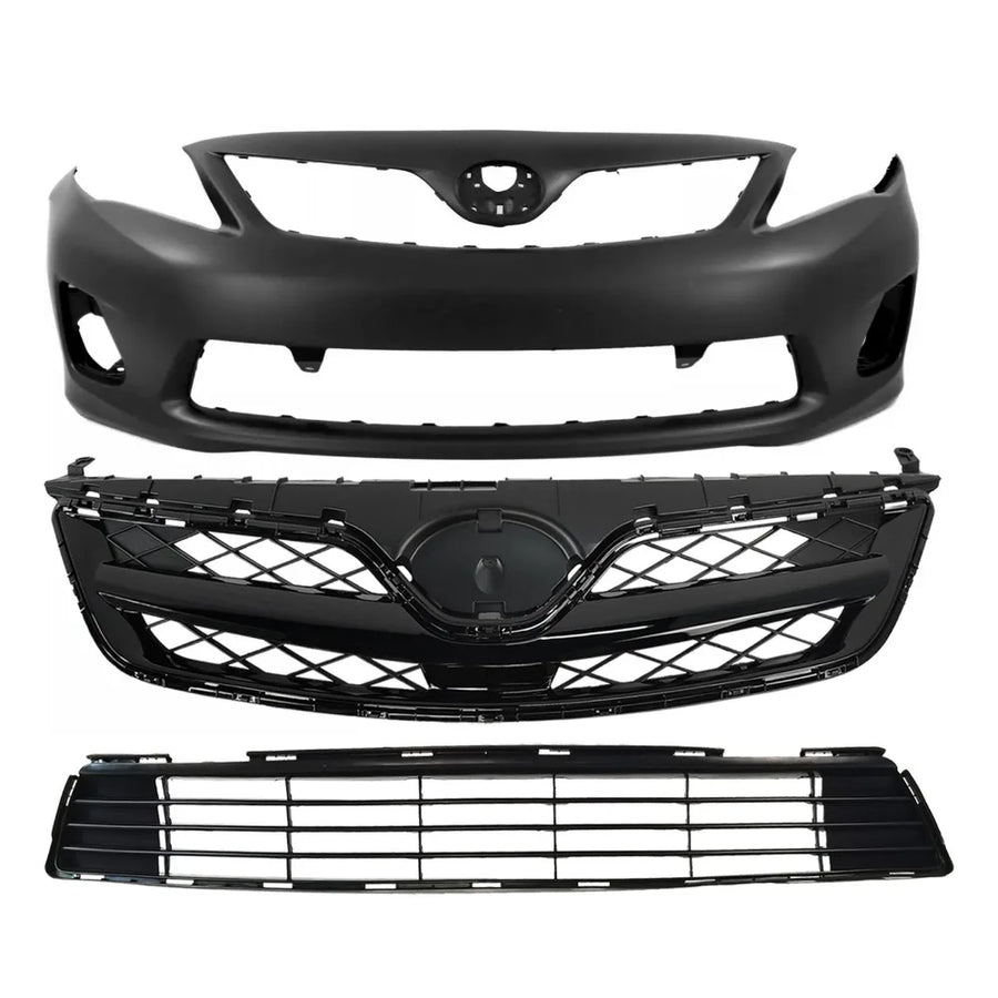 Gloss Black Bumper Cover & Grille Kit for 2011–2013 Toyota Corolla