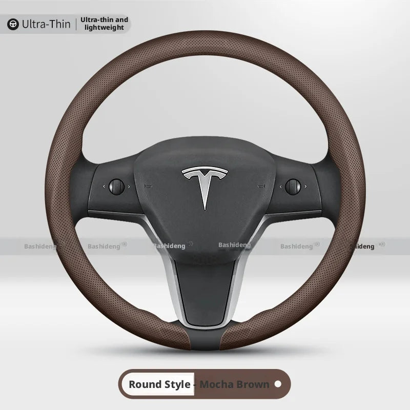 Nappa 37-38CM Steering Wheel Cover for Tesla Model Y Model 3 Car Interior