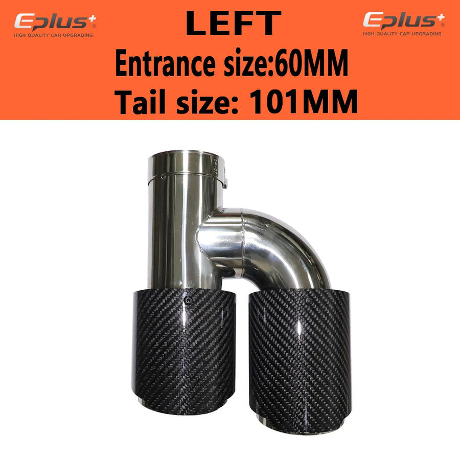 Universal H-Shaped Dual-Outlet Carbon-Fiber & Stainless Steel Exhaust Tip