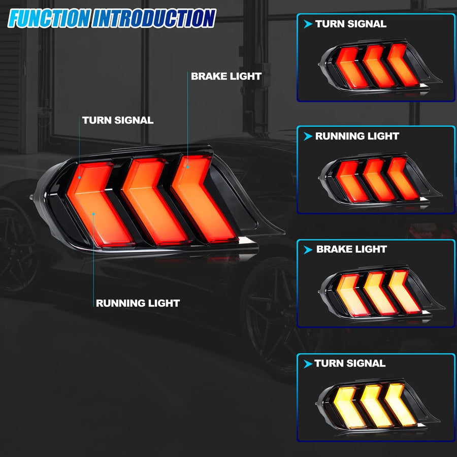 Ford Mustang S550 Euro-Style Sequential LED Tail Light Pair – 2015–2023