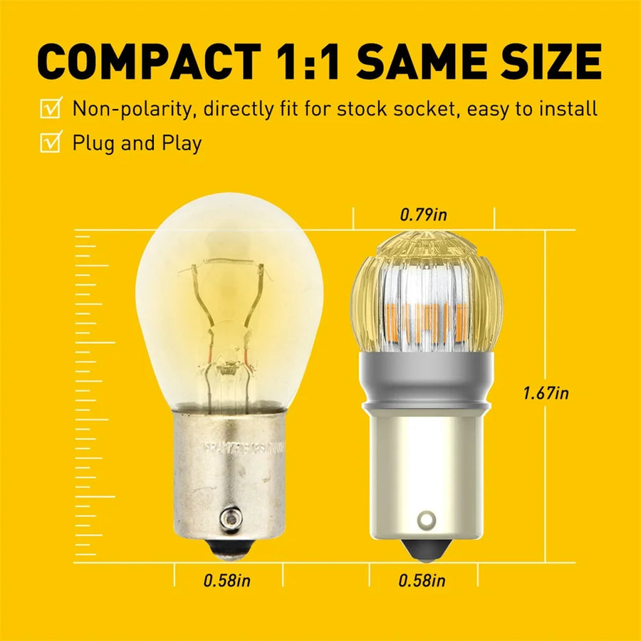 2-Piece 1156 LED Reverse/DRL Light Bulb – Amber/Yellow/White