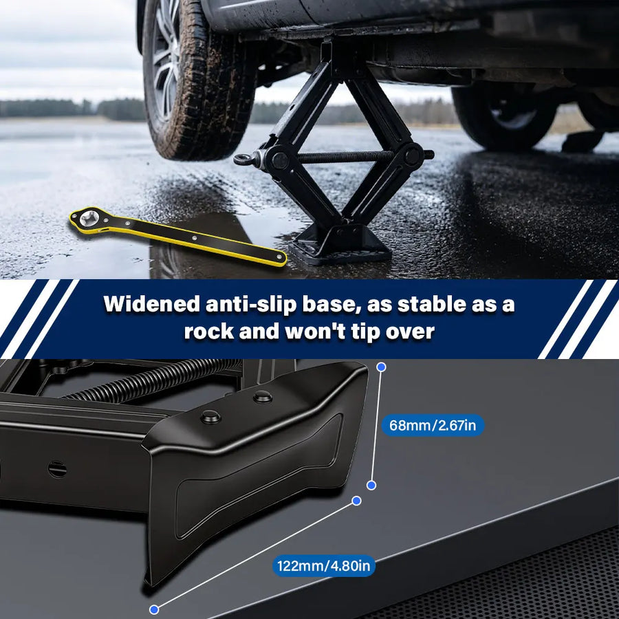 Adjustable Scissor Jack Kit with Extendable Lug Wrench, 1.5-2.5 Ton Options