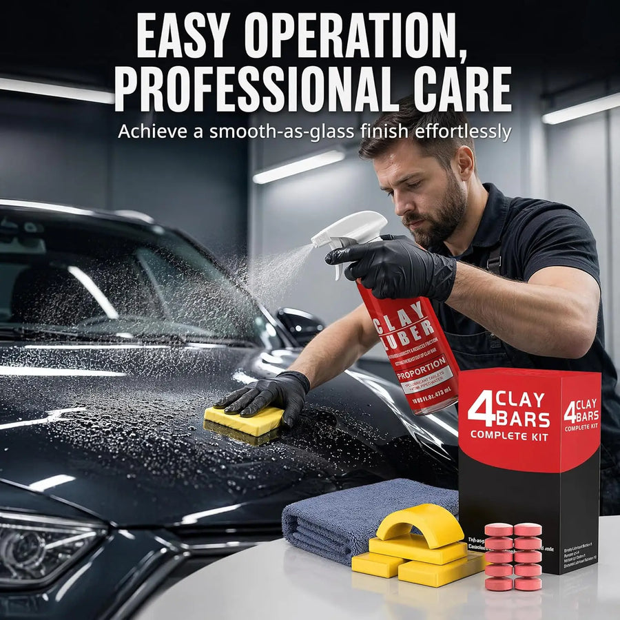 Clay Bar Kit, Complete Clay Bars Auto Detailing Clay Luber Lubricant Car Wash Kit, Premium Grade 4 Clay