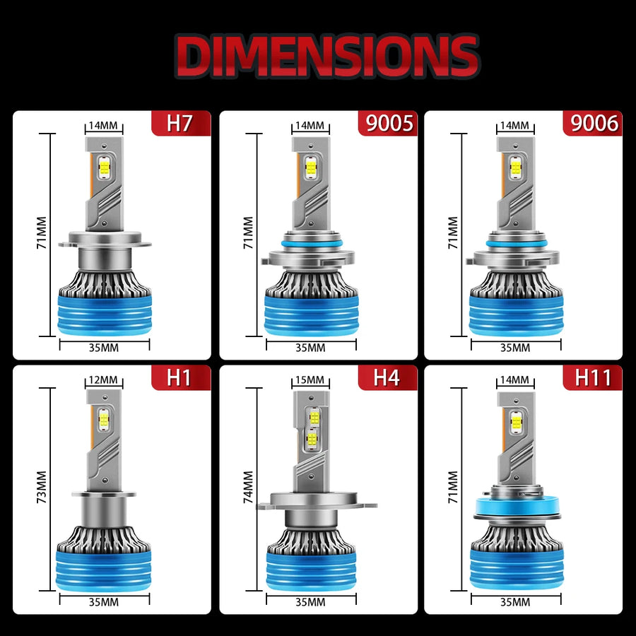 2-Piece H1/H4/H7/H11/9005/9006 LED Headlight Bulb – 6000K, CANBUS