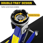 2-Ton Hydraulic Trolley Floor Jack with 5.3-12.6 Inch Lift Range and Carry Bag