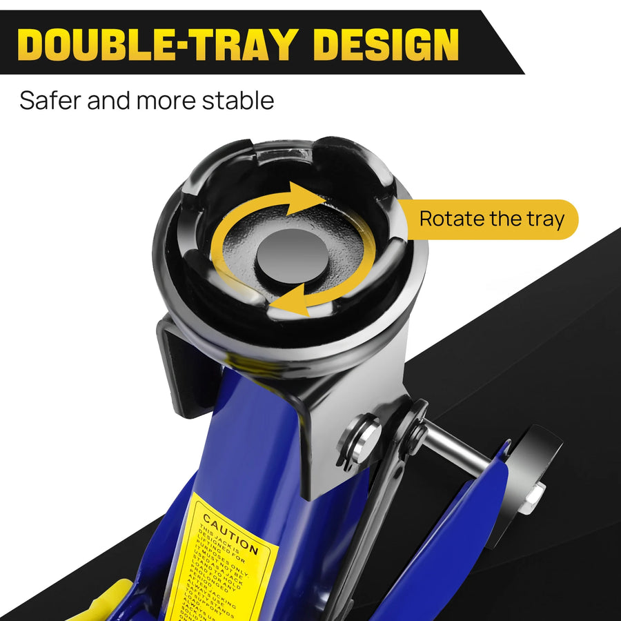 2-Ton Hydraulic Trolley Floor Jack with 5.3-12.6 Inch Lift Range and Carry Bag