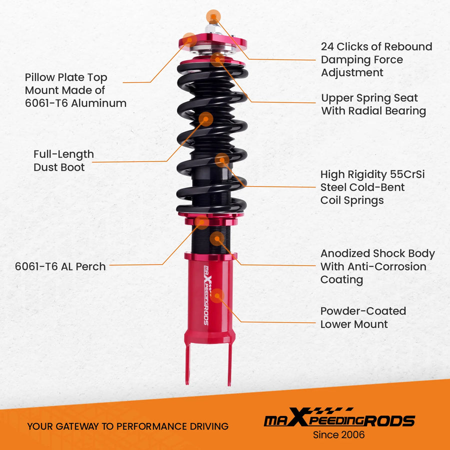 Coilover 24 Way Damper Adjustable Suspension Fit Infiniti Rwd 2008-2015 09+