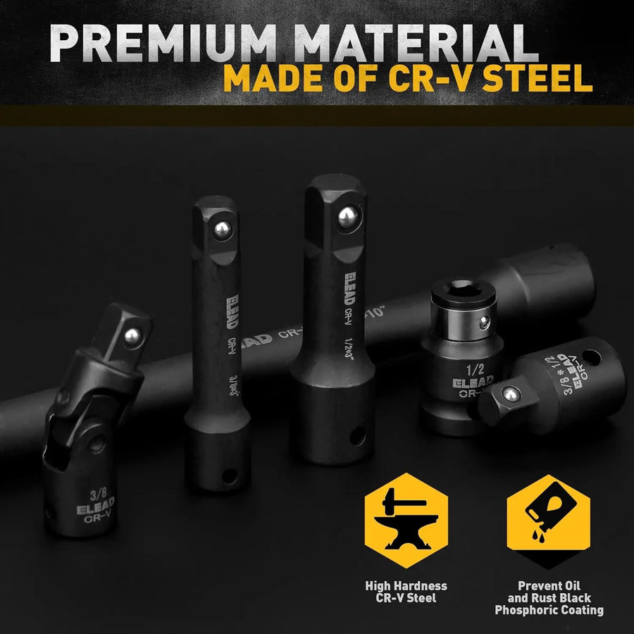 18-Piece Impact Socket Extension Bar, Adapter and Universal Joint Set