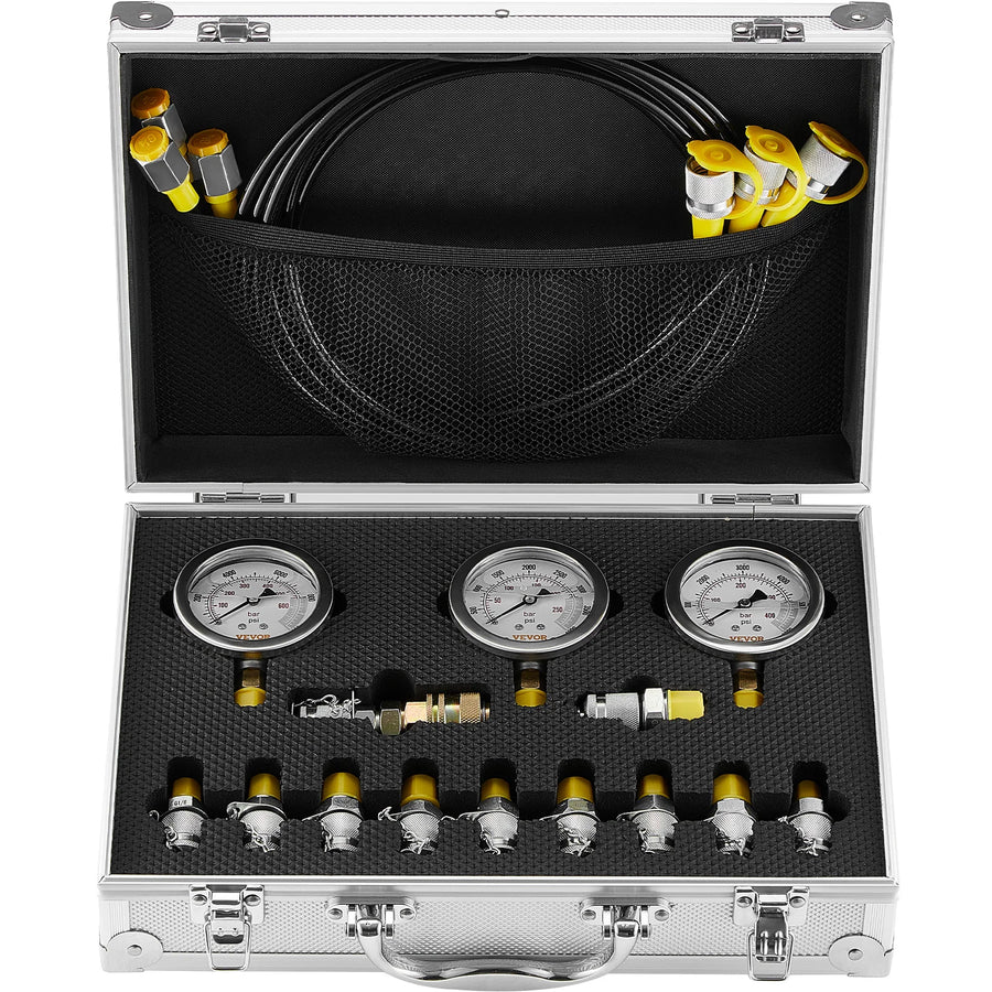 Hydraulic Pressure Test Gauge Kit for Excavators, Tractors and Machinery