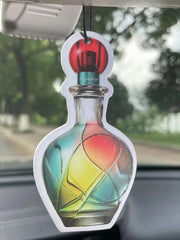 Colorful Rainbow Glass Perfume Bottle Hanging Car Air Freshener