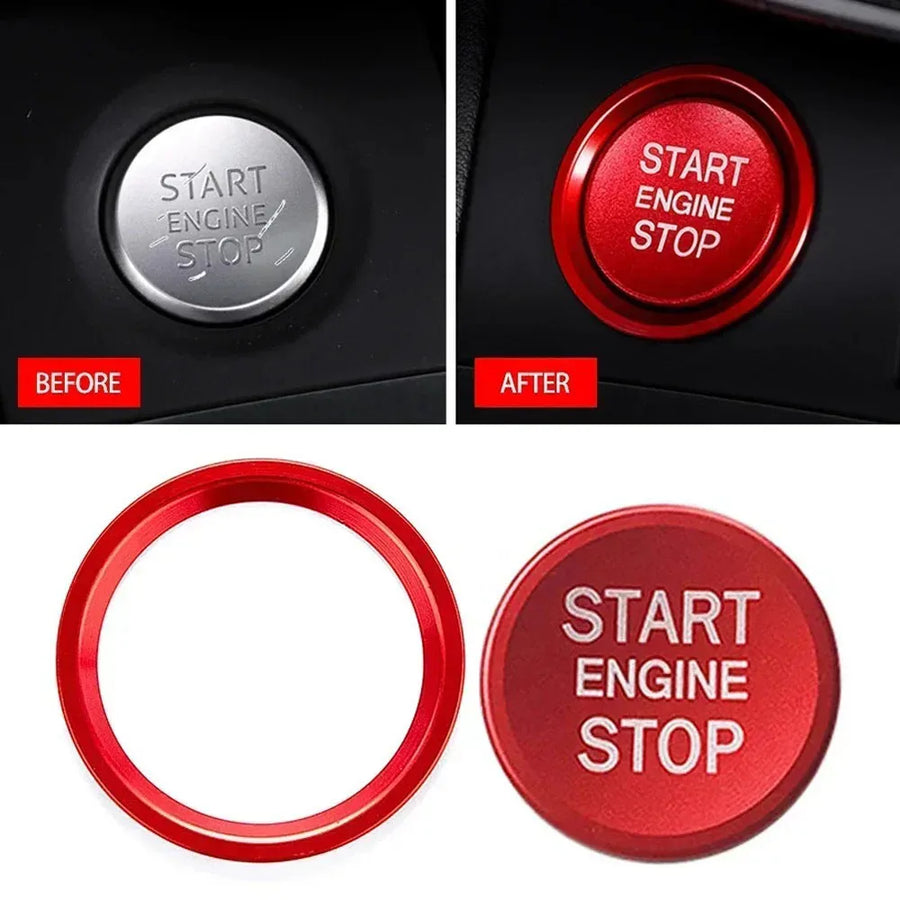 Car Start Engine Button Start/Stop Key Ring Cover Anti Slip Ignition Stickers for Audi Q5 Q7