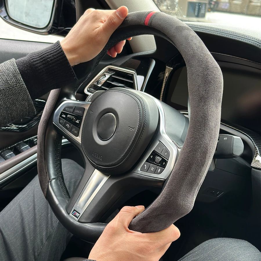 15-Inch Suede-Style Steering Wheel Cover – Multiple Colors