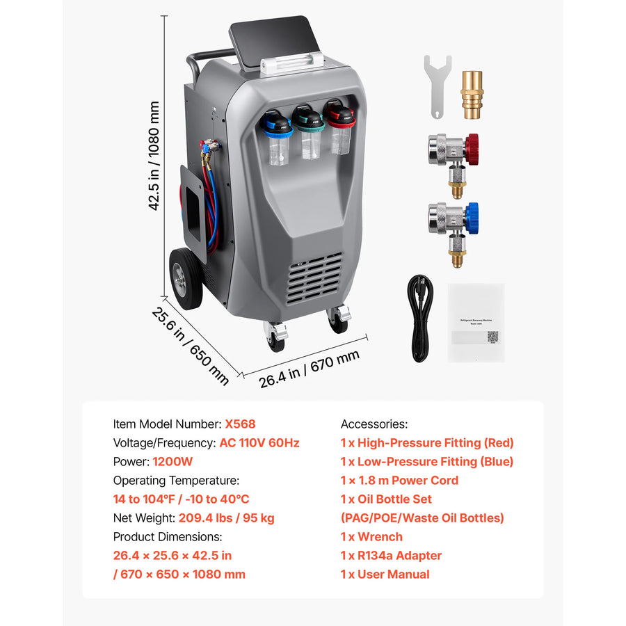 Automatic R-134a / R-1234yf Automotive A/C Service Machine