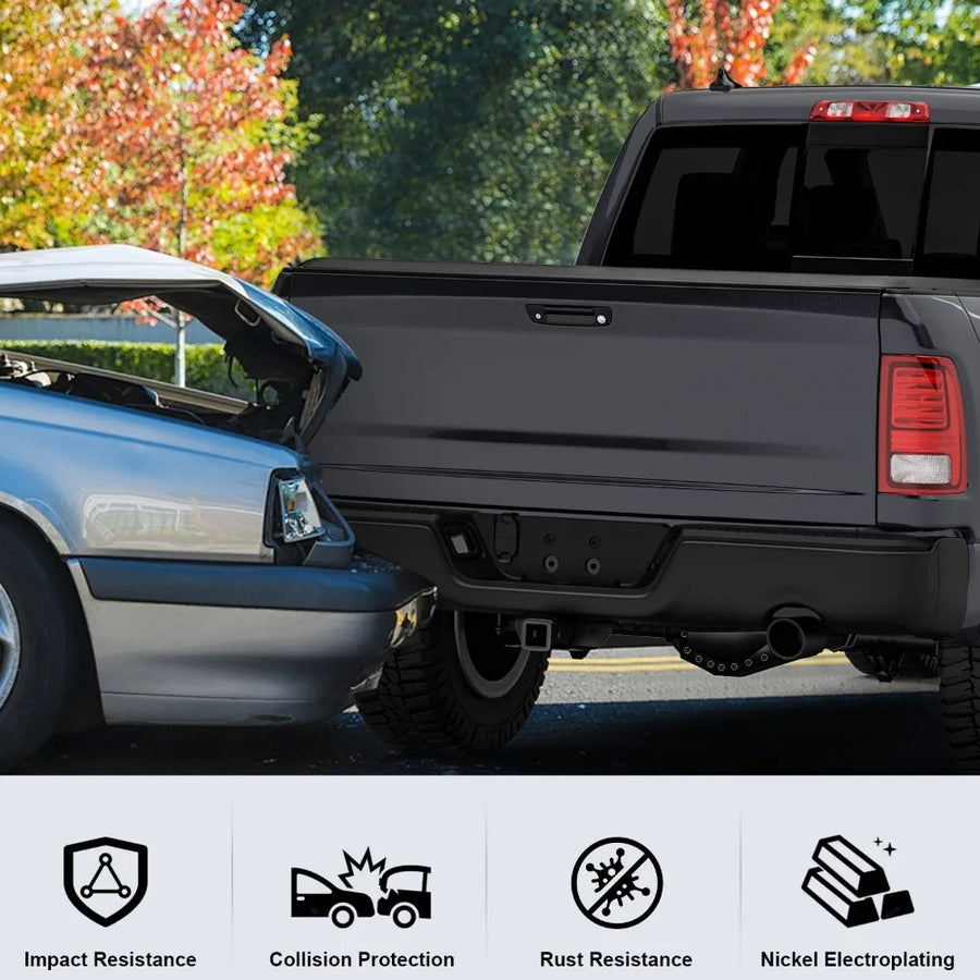 Black Rear Bumper for 2009–2018 Ram 1500 Dual Exhaust, No Sensors