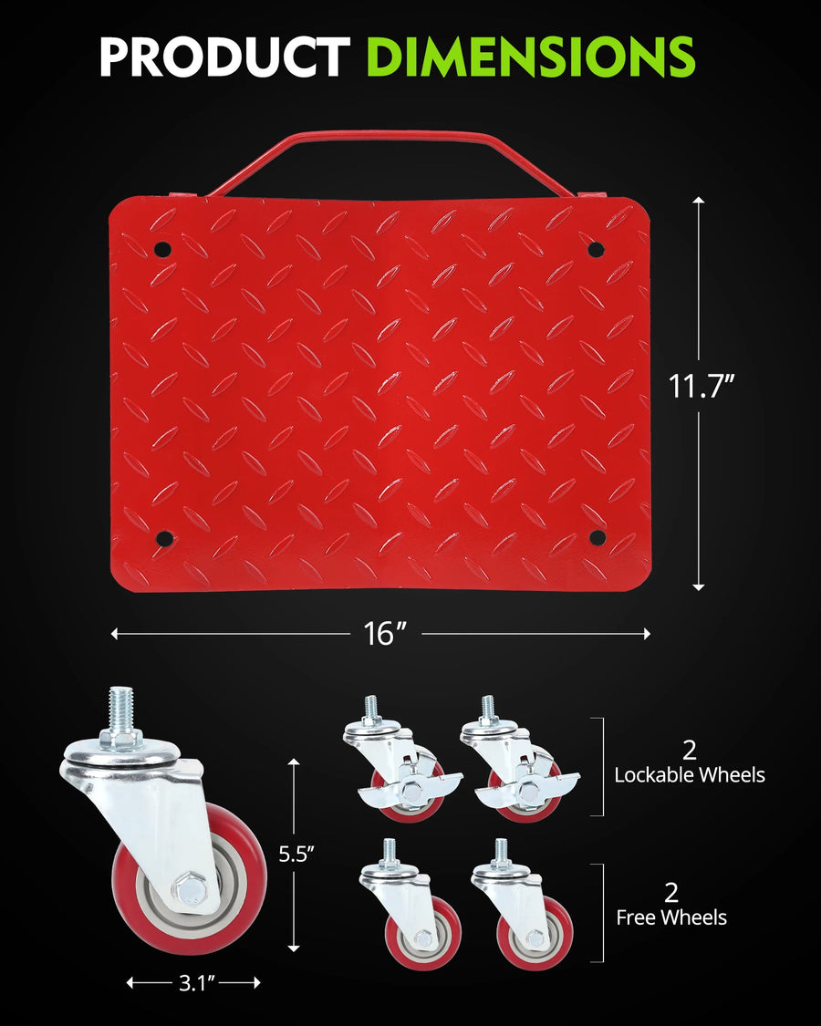 1,500 lb Vehicle Wheel Dolly Set with Swivel Casters