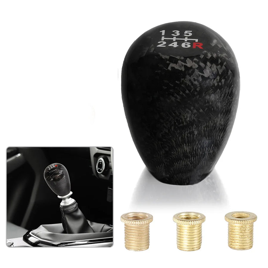 Universal Carbon-Fiber-style Oval 5-Speed Manual Gear Shift Knob