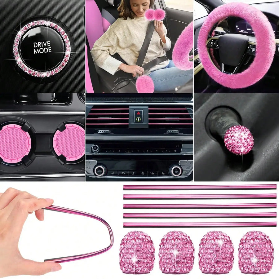 35-Piece Plush Car Interior Accessories Set With Seat Covers