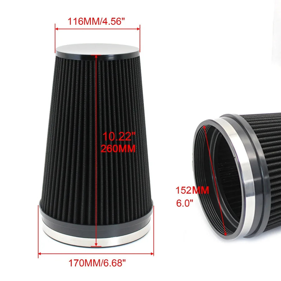 Universal 6-Inch 152mm High-Flow Cold Air Intake Filter
