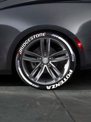 Bridgestone Tire Letter Stickers Set for 4 Wheels 3D Pvc Raised Tire Decals Waterproof Car Racing Tire Sidewall Decor