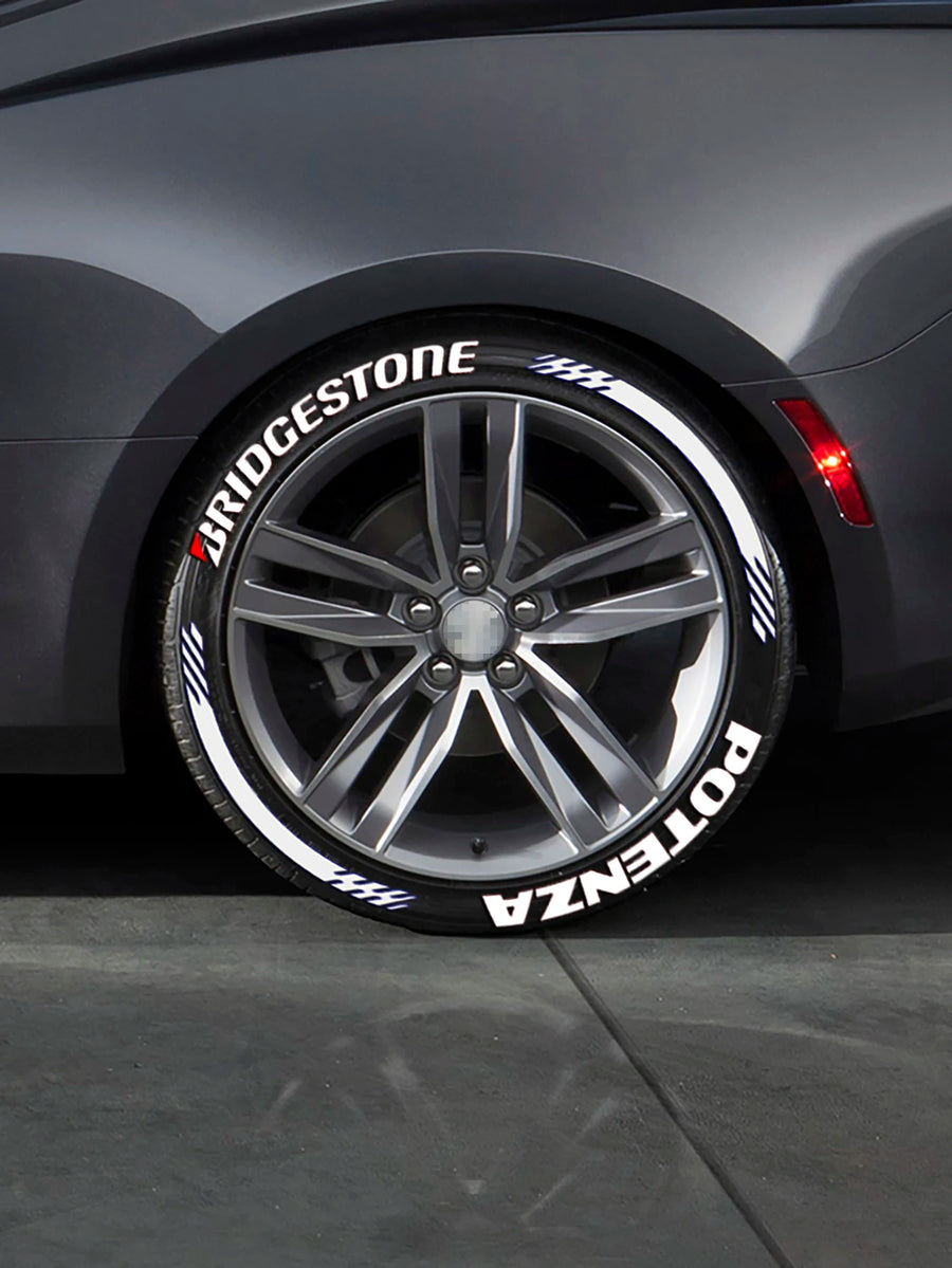 Bridgestone Tire Letter Stickers Set for 4 Wheels 3D Pvc Raised Tire Decals Waterproof Car Racing Tire Sidewall Decor