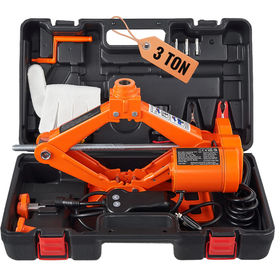 3-Ton 12V Electric Scissor Jack with Optional Impact Wrench