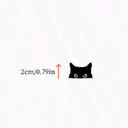 Black Cat Peeker Button Vinyl Decal