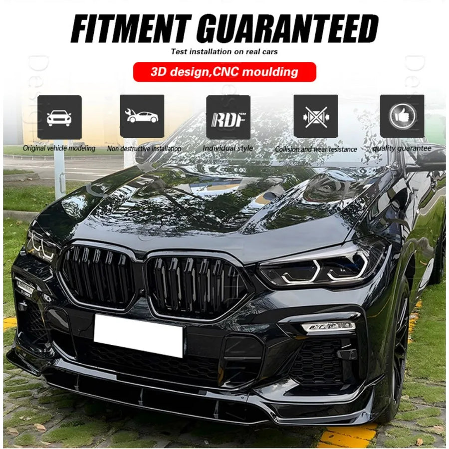 Gloss Black Front Lip Kit – 2020–2023 BMW X6 G06 M Sport