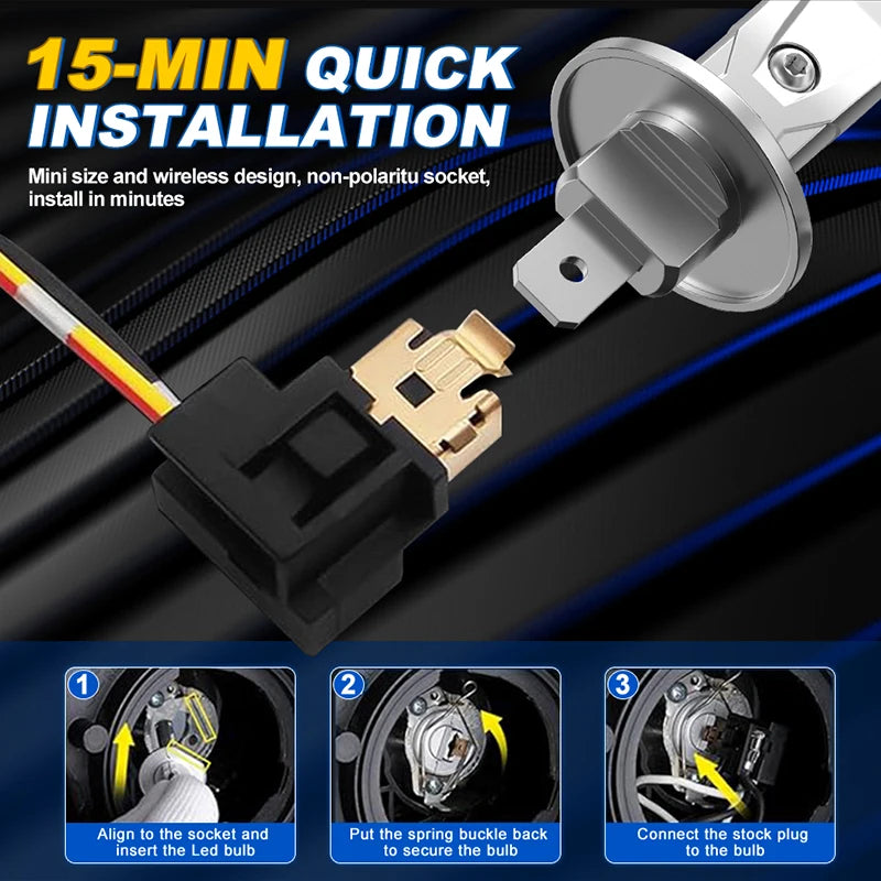 H1 LED Headlight Bulb – 6000K, CANBUS, Fanless