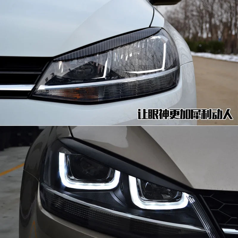 Gloss Black Headlight Eyebrow Trim Set for 2014–2017 Volkswagen Golf