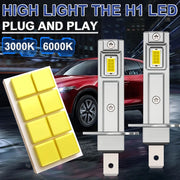 2-Piece H1 LED Headlight Bulb – 6000K, CANBUS, Compact