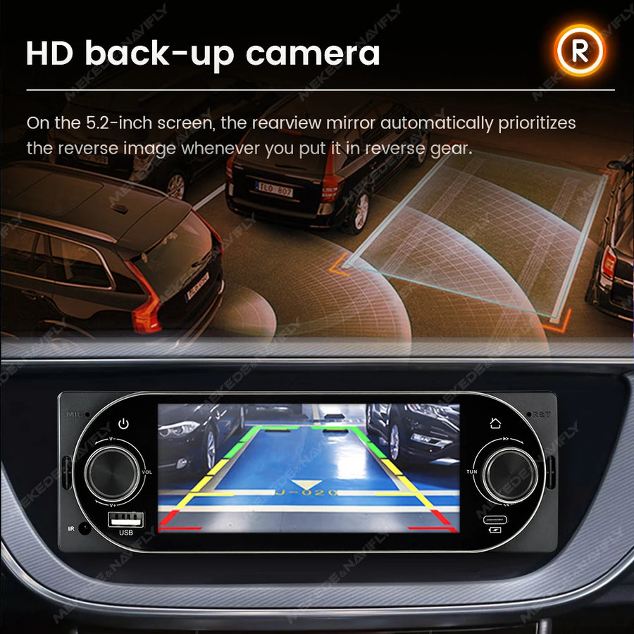 5.2-Inch 1-DIN Bluetooth Touchscreen Car Stereo