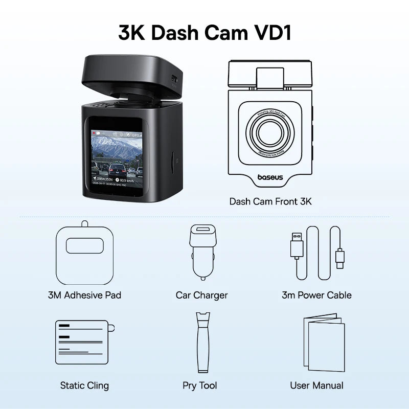 Baseus 3K Dual Dash Cam with GPS