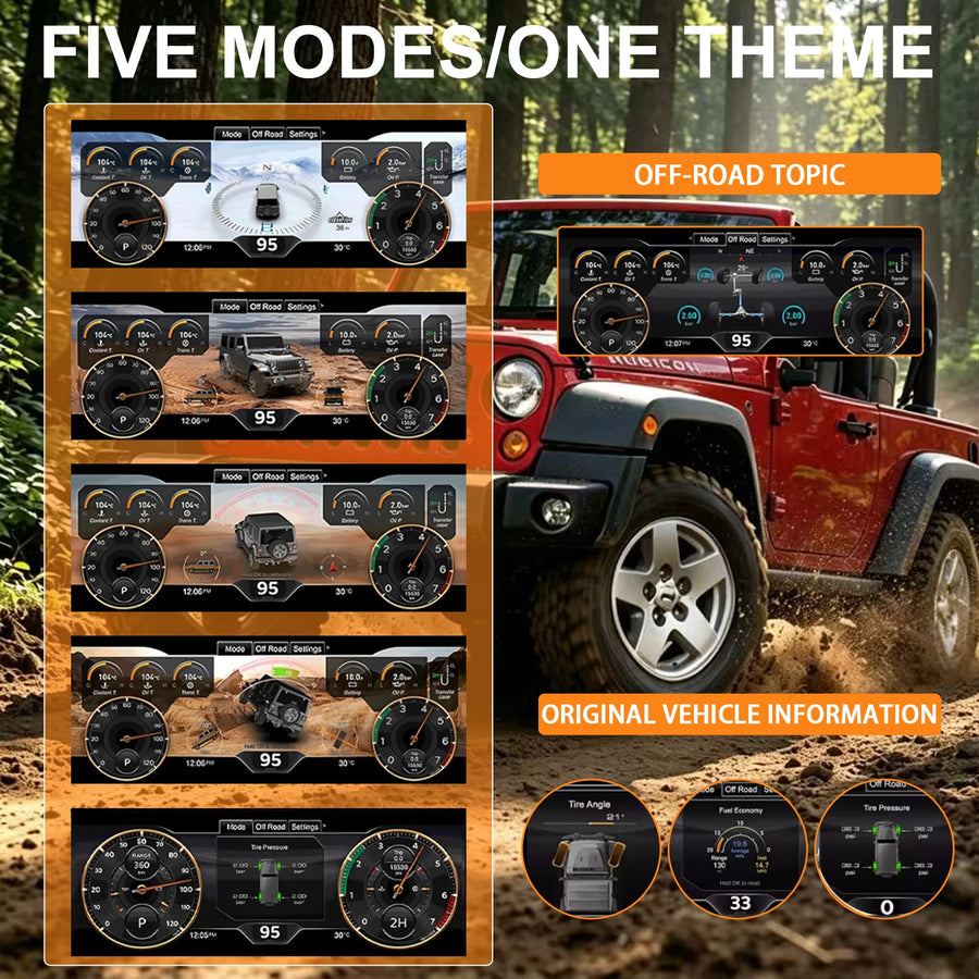 12.3-Inch Digital Gauge Cluster for Jeep Wrangler JL and Gladiator 2018–2023