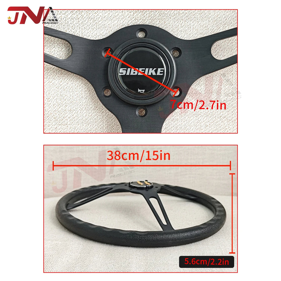 Universal 15 inch 380mm SIBEIKE PU Steering Wheel Racing Drifting Sport Car Steering Wheel