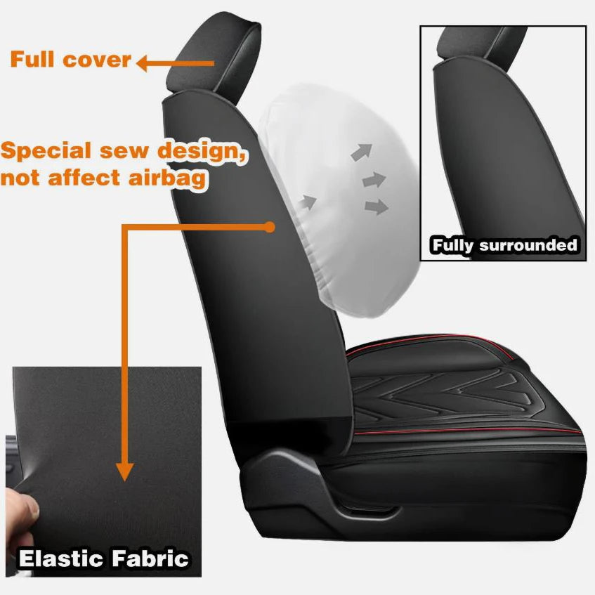 Universal PU-Leather 5-Seat Cover Set – Black or Black/Red